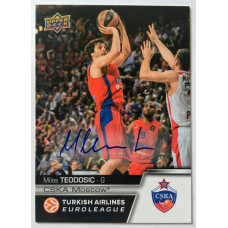 Коллекционная карточка 2015-16 Euroleague Autograph MILOS TEODOSIC (CSKA Moscow)