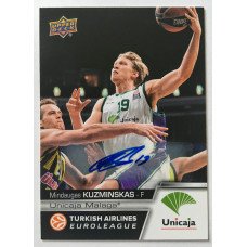 Коллекционная карточка 2015-16 Euroleague Autograph MINDAUGAS KUZMINSKAS (Unicaja Malaga)