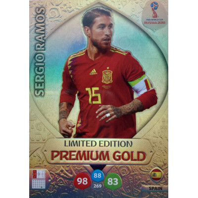 СЕРХИО РАМОС (Испания) Panini Adrenalyn XL FIFA World Cup 2018. Limited Edition Premium Gold.