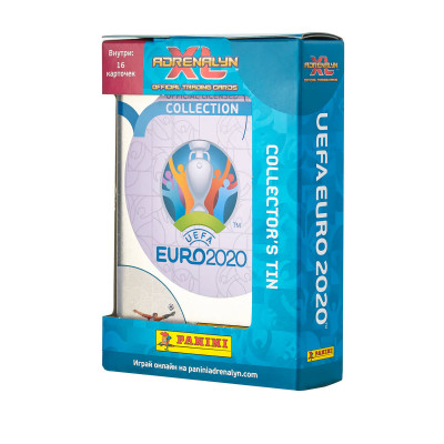 1 мини-тин (16 карточек + подарочная коробочка) по коллекции Panini Euro 2020 Adrenalyn XL
