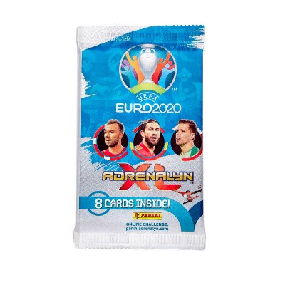 1 пакетик (8 карточек) по коллекции Panini Euro 2020 Adrenalyn XL