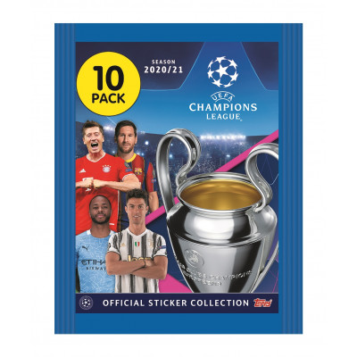 1 пакетик с наклейками (10 шт. в каждом) 2020-21 Topps UEFA Champions League