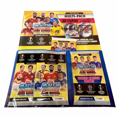 Мультипак 2021-22 Topps Match Attax Лига Чемпионов УЕФА (30 карточек + 1 золотая лимитированная)